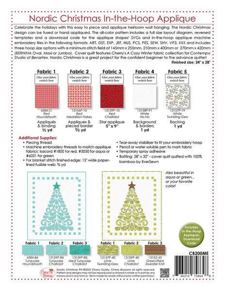 Pattern, Machine Embroidery,Nordic Christmas In-the-Hoop Applique CB200ME