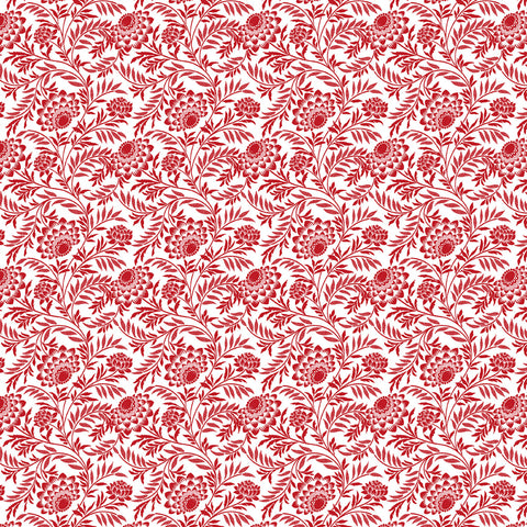 Fabric, Garden Redwork Red Elegant Floral CD2357-Red