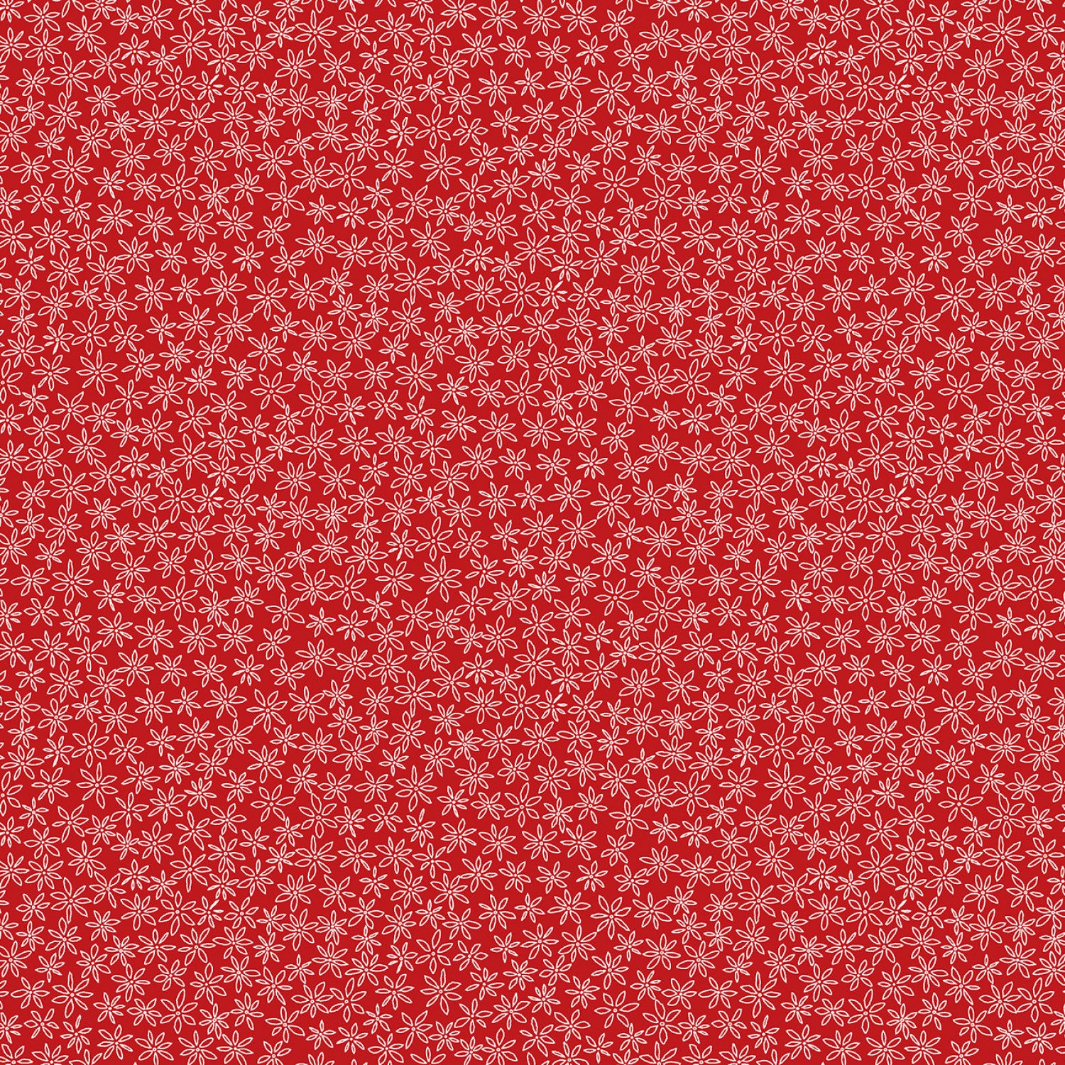 Fabric, Garden Redwork Red Daisy Floral Outline CD3102-Red