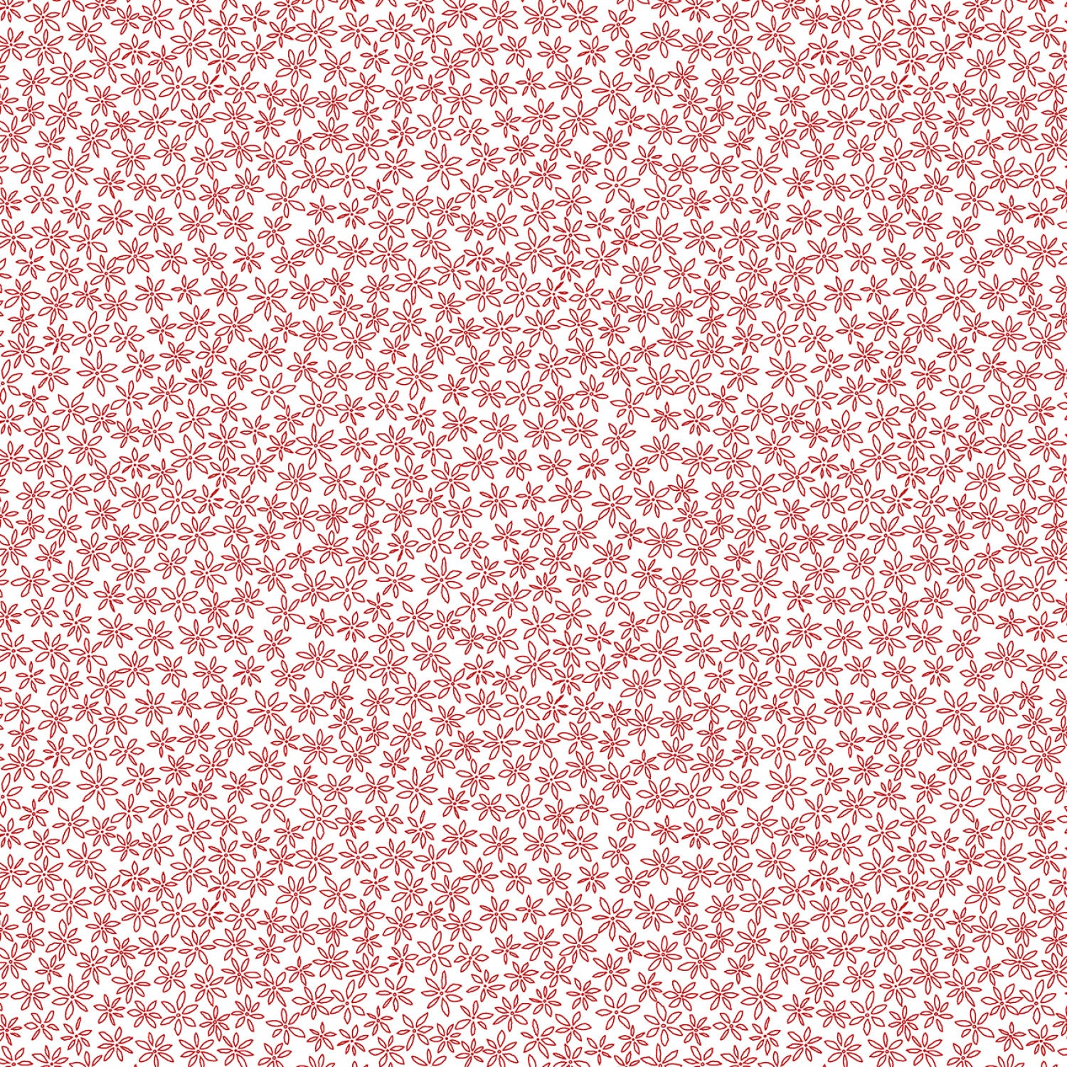 Fabric, Garden Redwork White Daisy Floral Outline CD3102-White