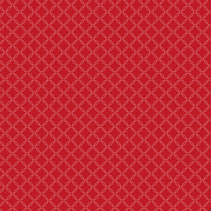 Fabric, Garden Redwork, Red Geo Dotted Circle CD3104 Red