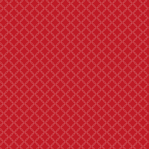 Fabric, Garden Redwork, Red Geo Dotted Circle CD3104 Red