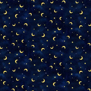 Fabric, Owl Always Love You, Navy Moons and Stars  CD3243-NAVY