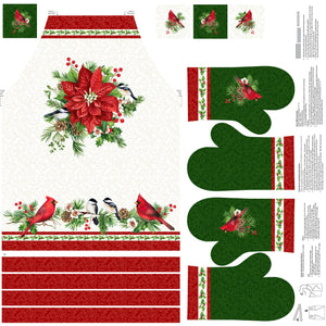 Fabric Panel , Yuletide Traditions, Apron, Oven Mitts, Pot Holder