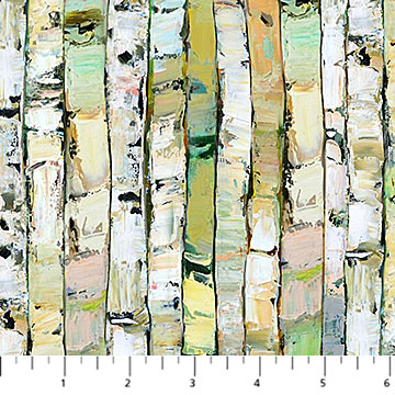 Fabric, Silent Lake, Birch Tree Light Green Multi, DP27254-72