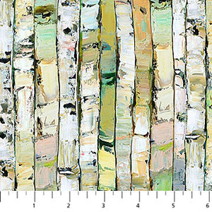 Fabric, Silent Lake, Birch Tree Light Green Multi, DP27254-72