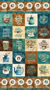 Fabric, Barista, Blocks Light Teal Multi DP27695-64