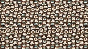 Fabric, Barista, Cups and Saucers Brown Multi DP27698-36