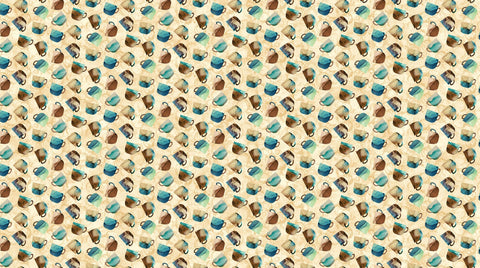 Fabric, Barista, Cups, Ochre Multi, DP27699-14