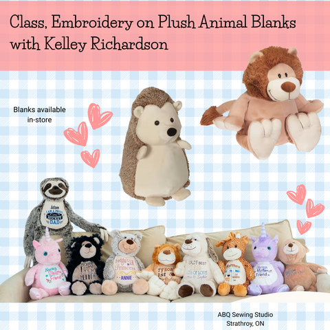 Class, Machine Embroidery on Plush Animal Blanks