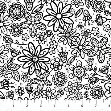 Fabric, Basically Black and White 2, Groovy Garden 10221-11