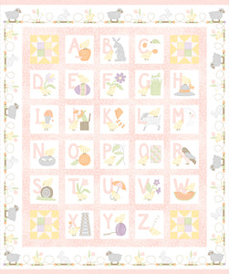 Fabric, Flannel, Little Chicks Flannel, Pink Alphabet Panel 36in F10560M-P