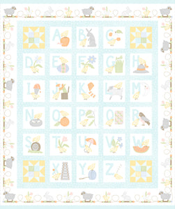 Fabric, Flannel, Little Chicks, Aqua Alphabet Panel 36in F10560M-Q