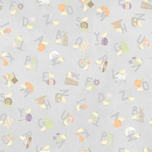 Fabric, Little Chicks Flannel, Grey Alphabet Tossed  F10562M-K