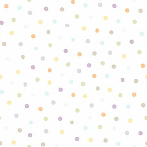 Fabric, Little Chicks Flannel, White Multi Dots  F10565M-W