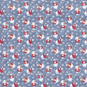 Fabric Flannel, Little Donkey's Christmas: Dark Blue Multi, Snowman Toss     F25328-44