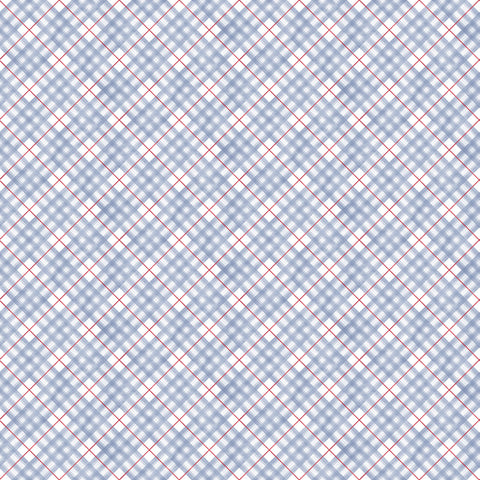 Fabric Flannel, Little Donkey's Christmas: Blue Multi, Diagonal Check    F25329-10
