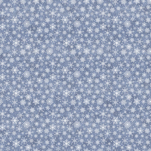 Fabric Flannel, Little Donkey's Christmas: Dark Blue, Large Snowflakes  F25331-44
