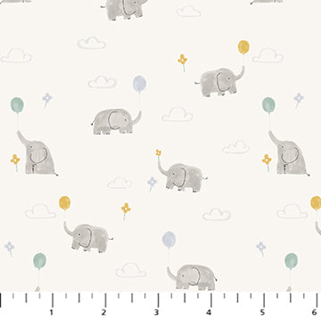 Fabric Flannel ,Lucky Day Cream, Elephants F90967-11