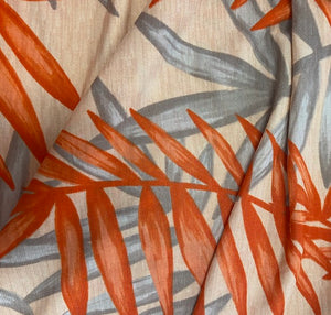 Fabric, Grenada Peach/Orange Leaves Poly Blend Knit 2412