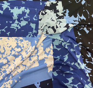 Fabric, Throne, Blue Print, Poly Blend Multi Blues