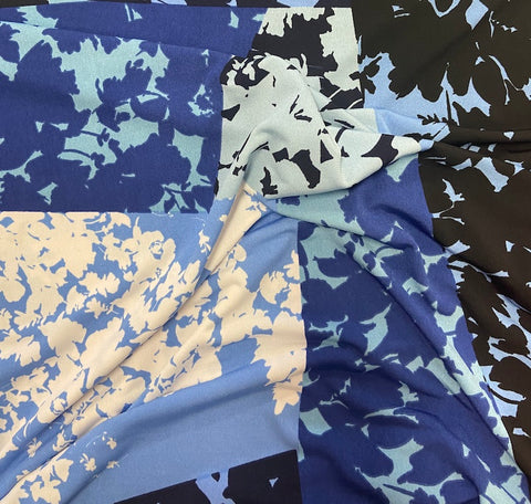Fabric, Throne, Blue Print, Poly Blend Multi Blues