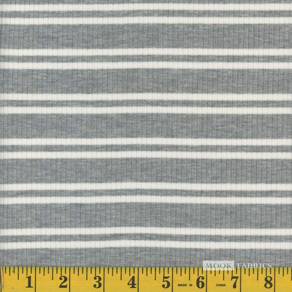 Fabric, Knit, 4 x 2 Double Stripes NS H Grey 124831