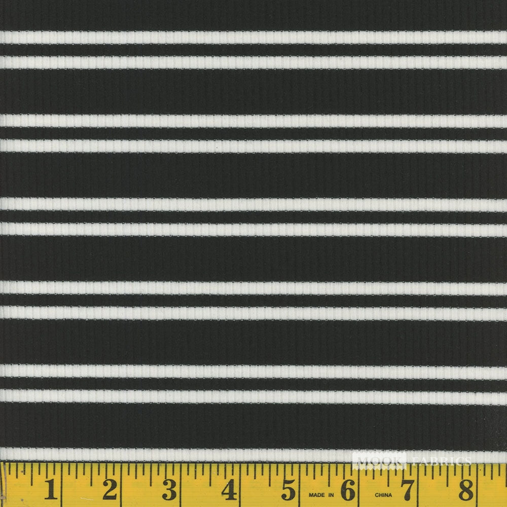 Fabric, Knit, D4 x 2 Double Stripes NS Black 124835