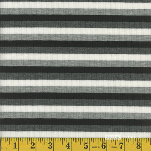 Fabric, Knit, 4 x 2 Rib Multi Stripes Black 126838