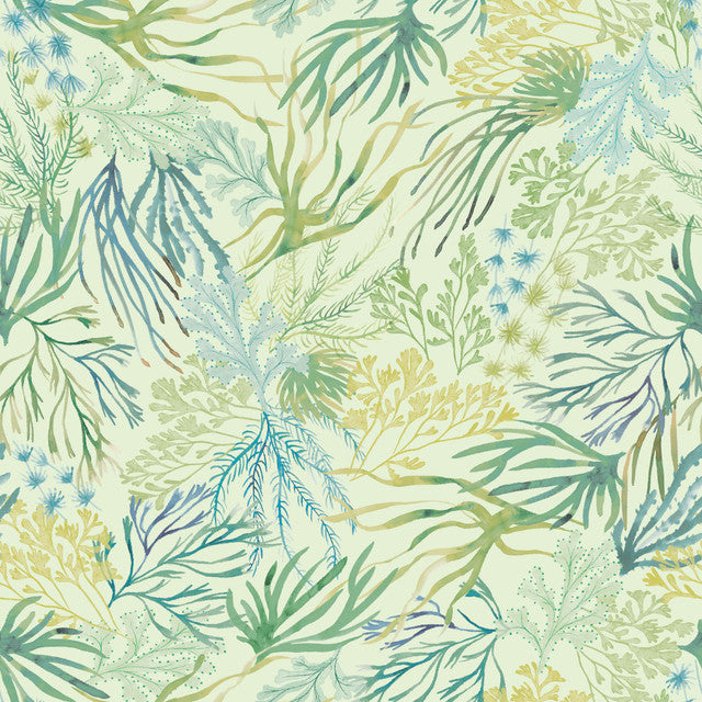 Fabric, Seascape Coral Seaweed - Green/Aqua  MAS10672-GQ