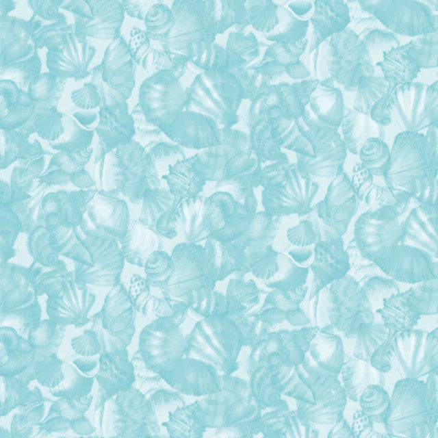 Fabric, Seascape Packed Shells - Aqua  MAS10673-Q