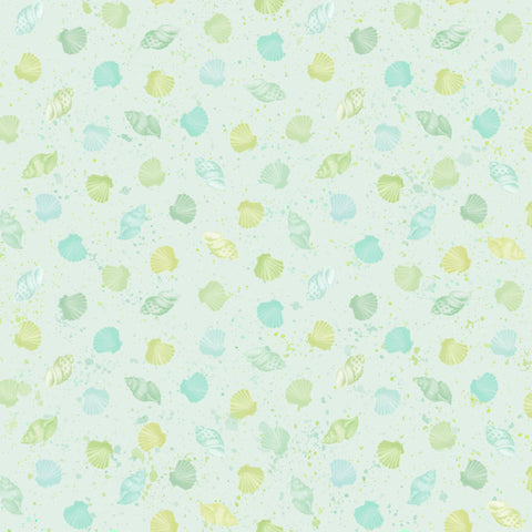 Fabric, Seascape Tossed Shells - Aqua  MAS10674-Q