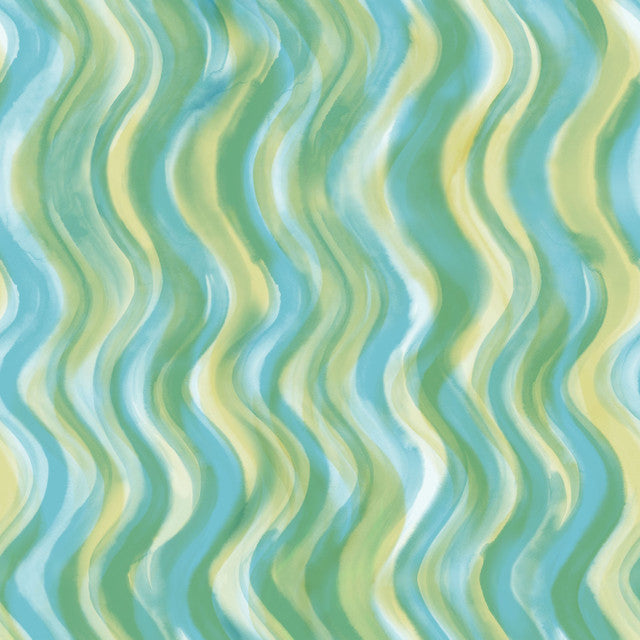 Fabric, Seascape Waves - Green/Aqua MAS10676-GQ