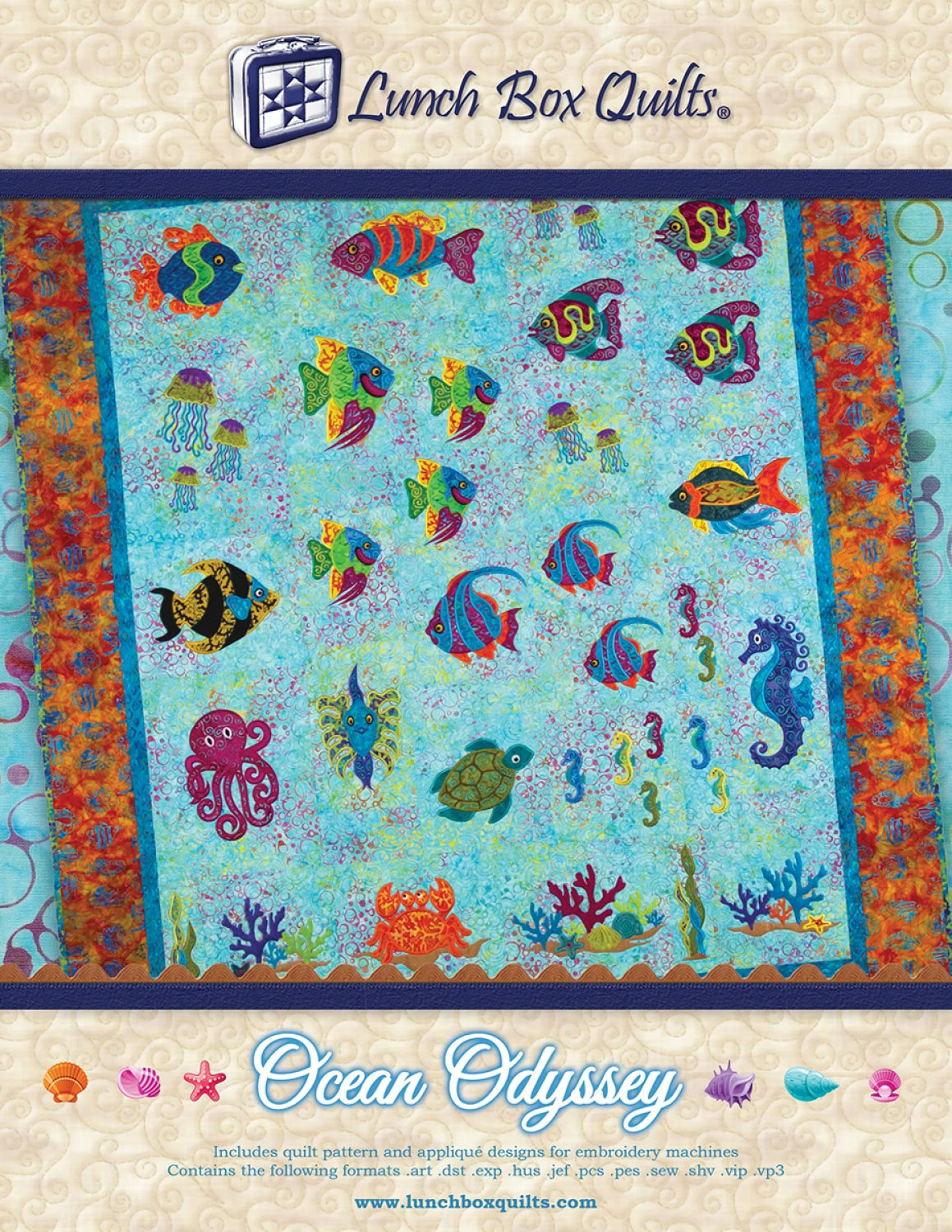 Machine Embroidery Pattern, Ocean Odyssey Embroidery Applique Quilt Pattern # QP-OC-DD