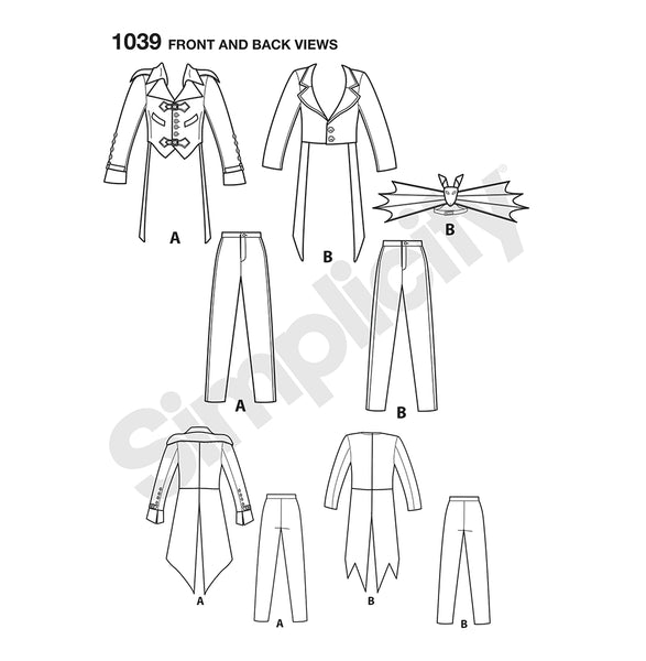 Pattern, SIMPLICITY 1039 Men's Cosplay Costumes