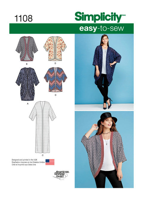 Pattern, SIMPLICITY 1108 Misses' Kimonos in Different Styles