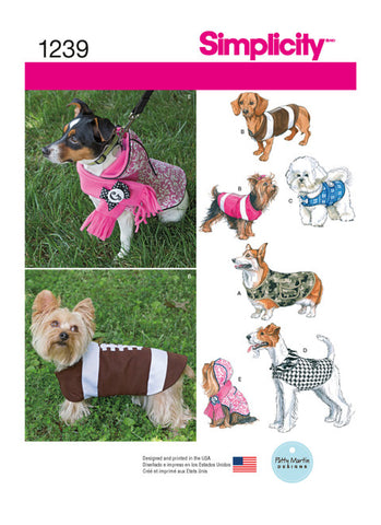 Pattern, SIMPLICITY 1239 Dog Coats in Three Sizes