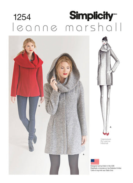 Pattern, SIMPLICITY 1254 Misses' Leanne Marshall Easy Lined Coat or Jacket