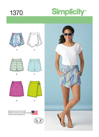 Pattern, SIMPLICITY 1370 Misses' Shorts, Skort and Skirt