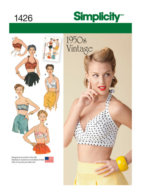 Pattern, SIMPLICITY 1426 Misses' Vintage 1950s Bra Tops