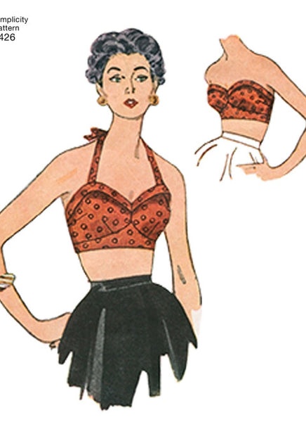 Pattern, SIMPLICITY 1426 Misses' Vintage 1950s Bra Tops