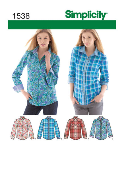 Pattern, SIMPLICITY 1538, Misses' Button Front Shirt