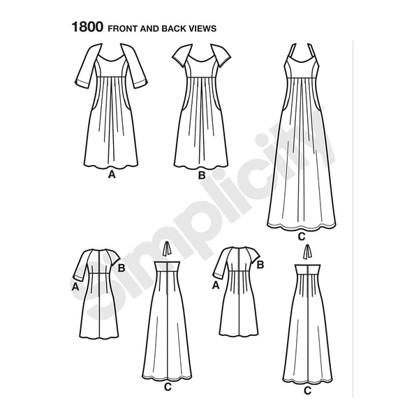 Pattern, SIMPLICITY 1800 Misses' & Plus Size Amazing Fit Dresses