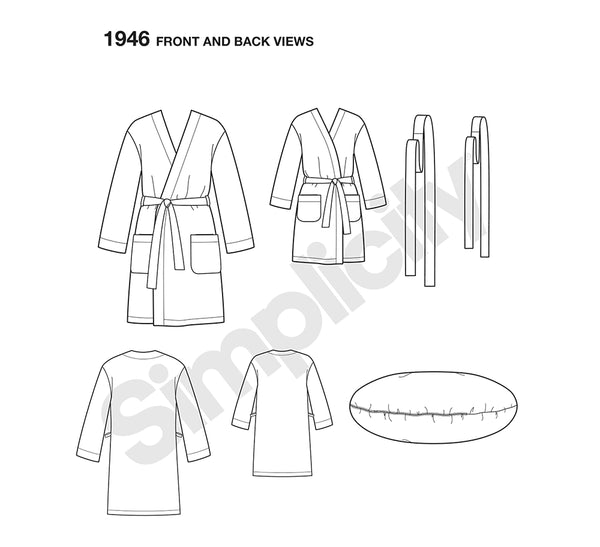 Pattern, SIMPLICITY 1946 Learn to Sew Child's, Teens' & Adults' Robe