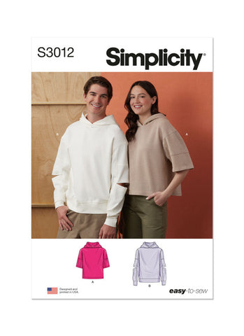 Pattern, SIMPLICITY 3012, Unisex Hoodies
