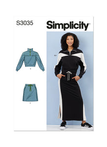 Pattern, SIMPLICITY 3035, Misses' Knit Tops and Skirts