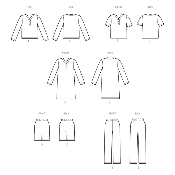 Pattern, SIMPLICITY 3041, Children's, Teens' and Adults' Lounge Shorts, Pants and Knit Top and Tunic