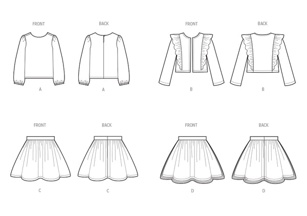 Pattern, SIMPLICITY 3044, Children's and Girls' Skirts, Jacket and Knit Top