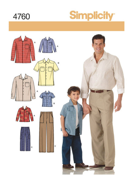 Pattern, SIMPLICITY 4760 Boys' & Men's Shirts and Pants