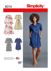 Pattern, SIMPLICITY 8014 Misses' Shirt Dress